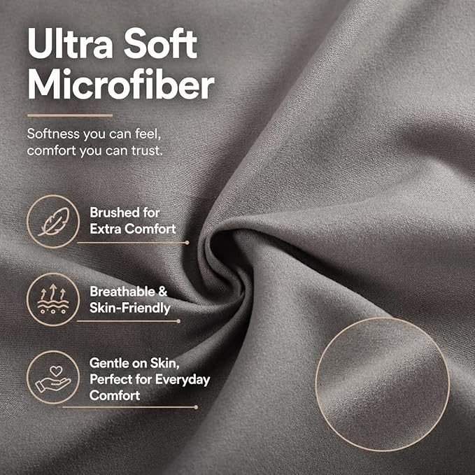 EVOLIVE Ultra Soft Microfiber Body Pillow Cover/Pillowcases 21"x54" with Hidden Zipper Closure (21"x54" Body Pillow Cover, Charcoal Grey)
