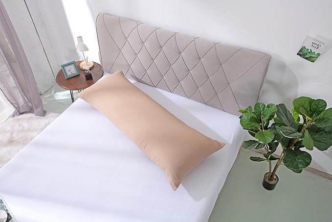 EVOLIVE Body Pillow Cover 21"x54", Ultra Soft Microfiber Pillowcase with Hidden Zipper, Breathable, Machine Washable, for Side Sleepers, Cover Only (21"x54" Body Pillow Cover, Latte)