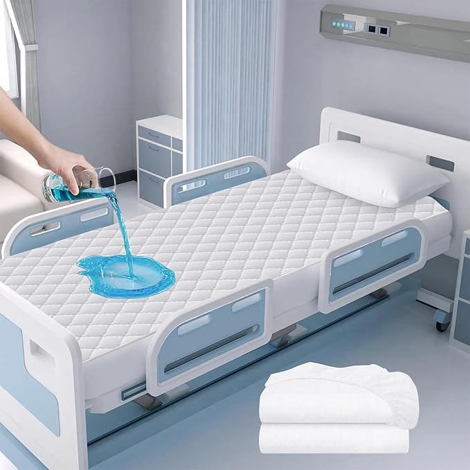 Waterproof Hospital Mattress Cover Protector Bed Sheet 36" x 80" x 9" Hospital Grade Incontinence Protection, Breathable Fabric for Elderly, Adults Machine Washable