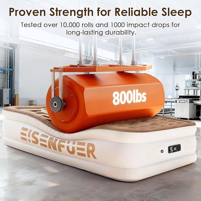 Air Mattress Queen with Built-in Pump – 18" Raised Inflatable Bed with High Speed Built-in Pump, Stable and Durable, colchón inflable, Carry Bag, Cozy Guest Air Bed for Sleepovers, Glamping, Moving