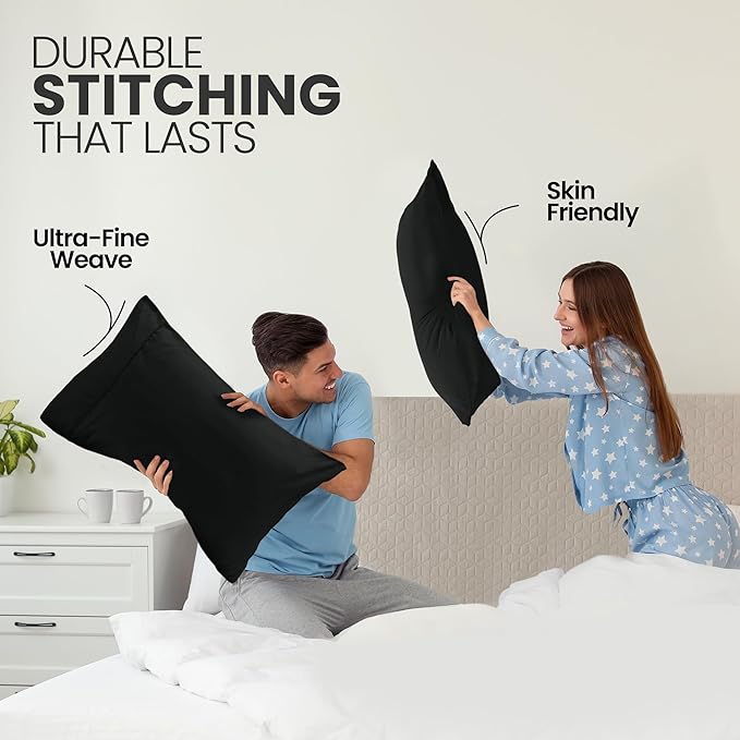 Utopia Bedding King Pillow Cases - 2 Pack - Envelope Closure - Soft Brushed Microfiber Fabric - Shrinkage and Fade Resistant Pillow Covers King Size 20 X 40 Inches (King, Black)