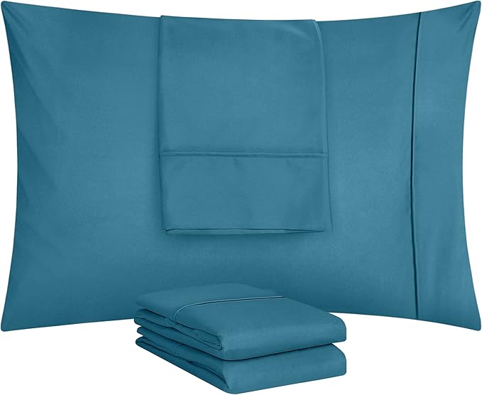 Utopia Bedding Queen Pillow Cases - 4 Pack - Envelope Closure - Soft Brushed Microfiber Fabric - Shrinkage and Fade Resistant Pillow Covers Queen Size 20 X 30 Inches (Queen, Denim Blue)