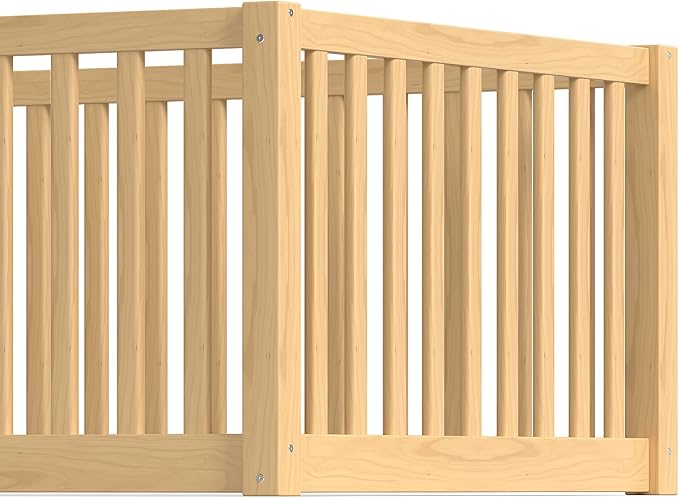 Bellemave Twin Size Montessori Floor Bed with 23.5" High Rails, Pine,Plywood Twin Floor Bed with Small Door, Natural