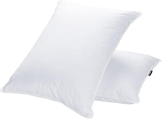 JA COMFORTS Goose Feather Down Bed Pillows for Sleeping(2 Packs)-Queen(20IN×30IN),High Fill Weight,Double-Layer Downproof Fabric Design,Goose Down Filling,600 Thread Count,Cotton Cover