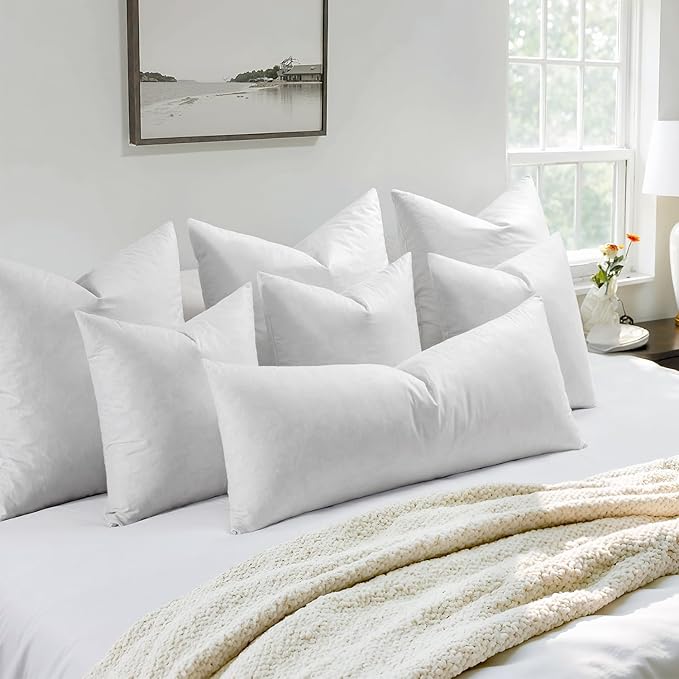 MIULEE Euro Pillow Inserts 24x24 Inch Set of 2, Feather Mix Polycotton with Cotton Fabric Square Decorative Throw Pillows for Couch Bed Sofa