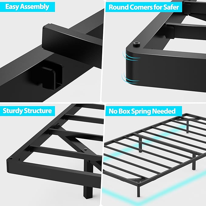 Twin XL Floating Bed Frame with Smart LED Lights Metal Platform Bed Easy Assembly No Box Spring Needed (Twin XL)