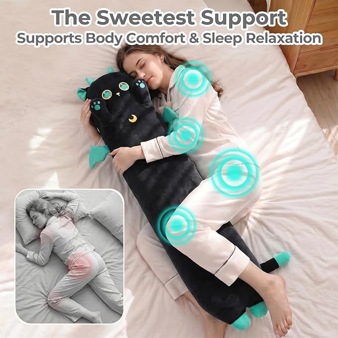 Mewaii Long Cat Plush 5 Sizes, 120% Extra Filling Giant Plushness Kids Body Pillow, Kawaii Cute Big Eyes Cat Stuffed Animals Plushies, Big Long Body Pillow Cat Plush Gift for Girls 44”