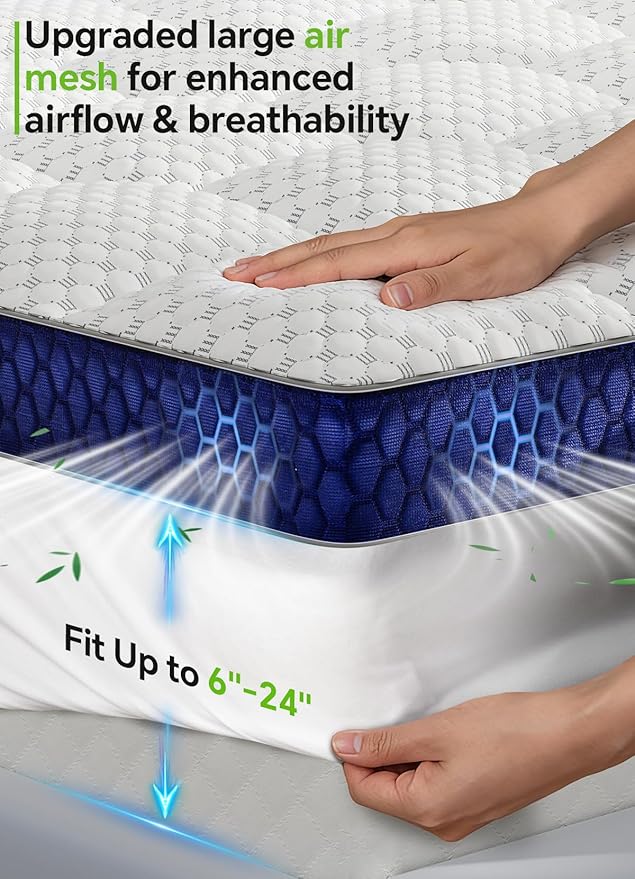 BEDELITE Full Mattress Topper 3 Inch Thick Mattress Pad, Plush Pillow Top Bed Cover with Elastic Deep Pockets Up to 6-24 Inch for Pressure Relief, Shredded Memory Foam Filling