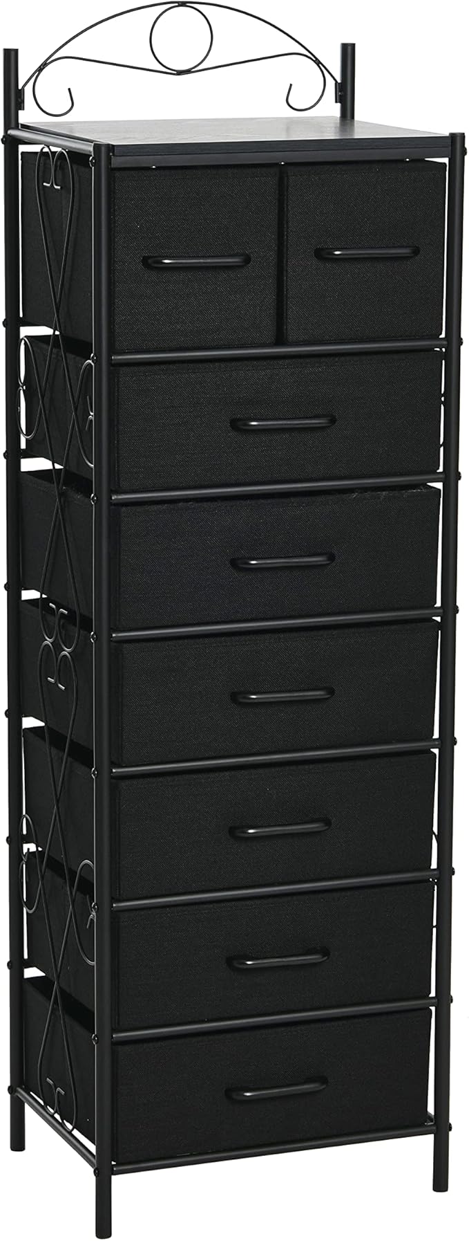 Household Essentials Black Oak & Iron Eight-Drawer Tower