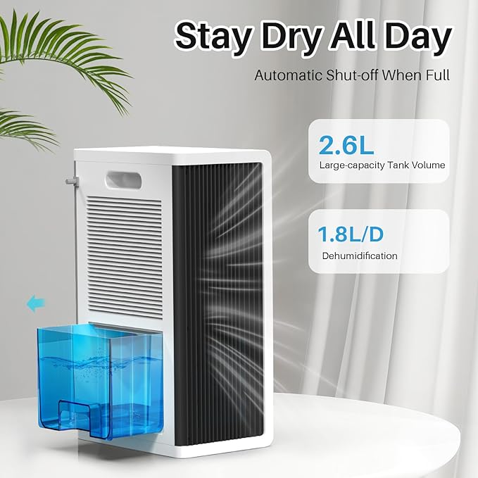 OKYUK Dehumidifier, 95 oz dehumidifiers for home,1000 sq. ft Dehumidifiers for Bedroom with 7 Colors LED Light, Ultra Quiet & Auto Shut off dehumidifiers for basements Ideal for RV, Bathroom, Bedroom