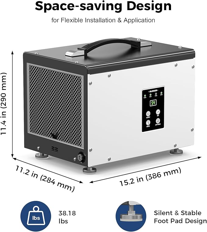 ALORAIR Wi-Fi Crawl Space and Basement Dehumidifier, 70 Pint with Pump, Auto-Defrost, Covers Up to 1000 Sq Ft, Memory Start, cETL Listed, Commercial Grade
