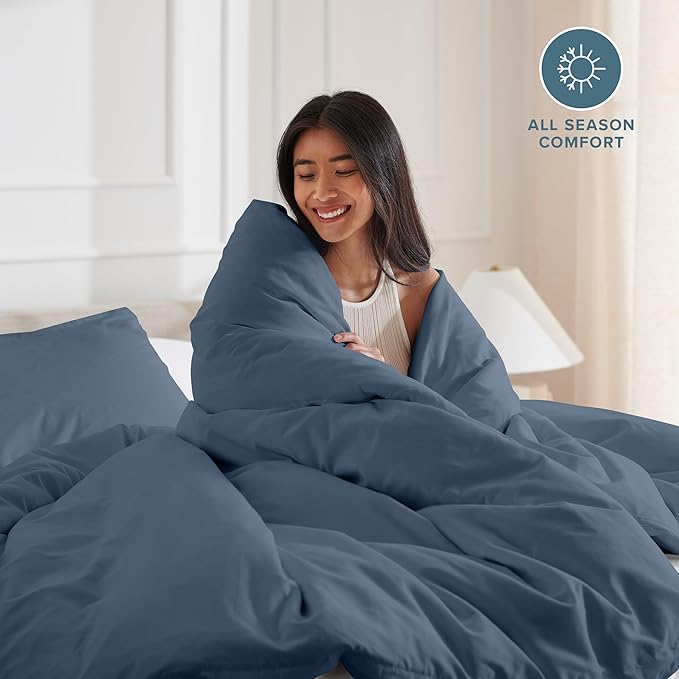 Bare Home Bedding Duvet Cover California King Size - Premium 1800 Super Soft Collection - Lightweight, Cooling - Soft Breathable Bedding Duvet Cover (Cal King, Bering Sea)