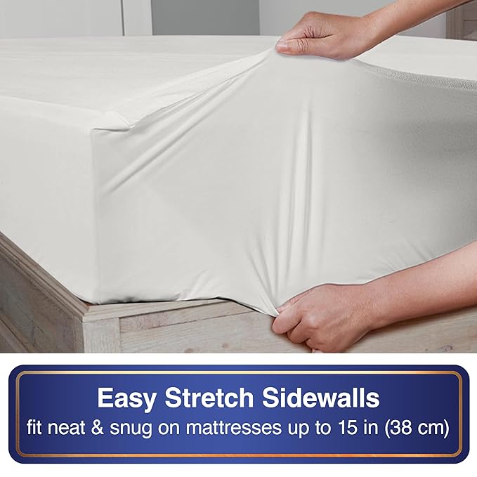 All-in-One Mattress Protector, Zippered Encasement, Water & Stain Resistant, Triple Seal Protection, Twin XL, White