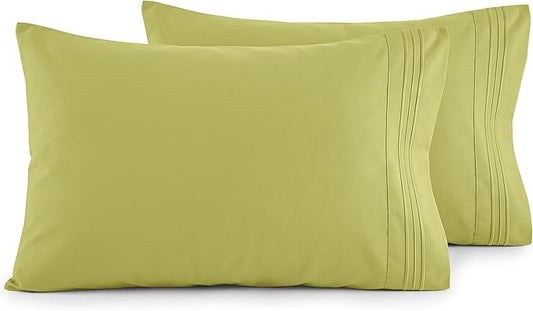 Elegant Comfort Luxury Ultra-Soft 2-Piece Pillowcase Set - 1500 Premium Hotel Quality Microfiber Double Brushed - Wrinkle Resistant, King Size, Pistachio Green