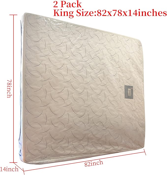 2PK 3 Mil King Size Mattress Bags with Zipper for Storage Moving,Plastic Waterproof Mattress Protector Cover Moving Supplies