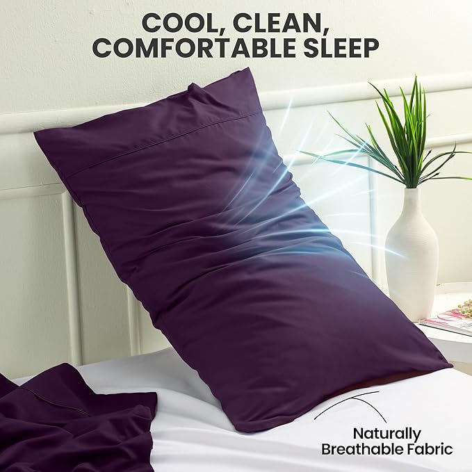 Utopia Bedding King Pillow Cases - 2 Pack - Envelope Closure - Soft Brushed Microfiber Fabric - Shrinkage and Fade Resistant Pillow Covers King Size 20 X 40 Inches (King, Purple)