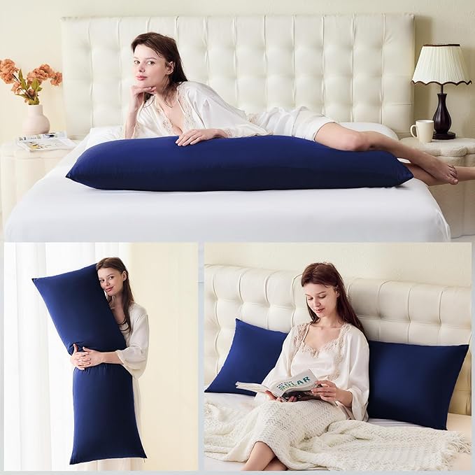 DOWNSTORIA Body Pillow Cover, Ultra Soft Microfiber Long Pillowcase, Envelope Closure Large Pillow Cases 20x54 inch (Navy Blue)
