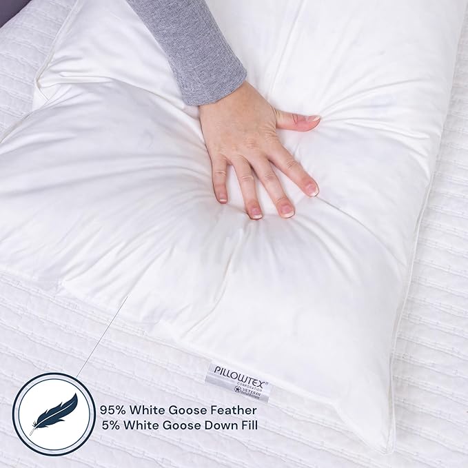 White Goose Feather and Down Body Pillow – Pillows Size 20 Inches x 72 Inches