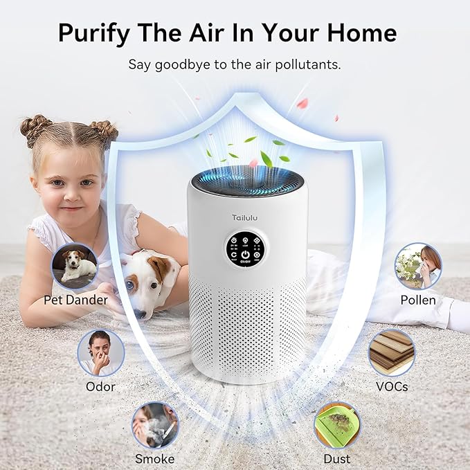 Air Purifiers for Home Up to 1360 Ft², Tailulu HEPA Air Purifiers for Bedroom Large Room with Washable Filter for Pet Dander Smoke Odor Dust Pollen with Timer Fragrance Sponge Sleep Mode