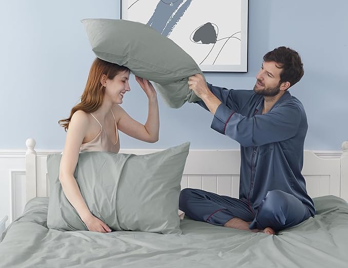 Pillow Cases, Standard Queen Size Cotton Percale Weave Pillowcases, Pre-Shrunk Breathable and Hypoallergenic Pillowcases, Set of 2 (2 Piece Standard/Queen 20 Inch x 30 Inch, Storm Gray)