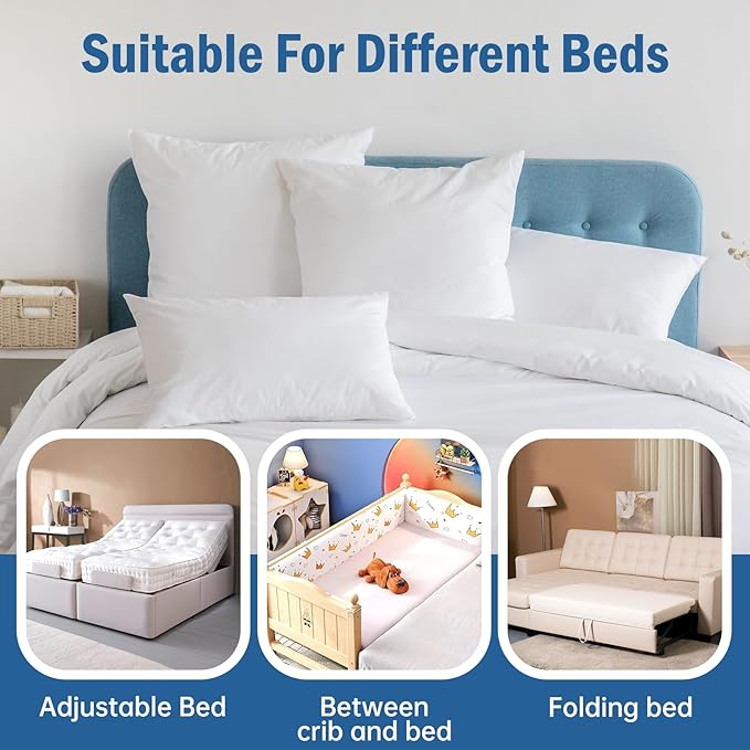 Vekkia 80" x 12" Twin XL/Twin to King Converter with Internal PE Support Sheet & High-Density Foam, Split King Gap Filler for Adjustable Bed, Guest Room, Vacation Rentals, Hotel, Washable Cover