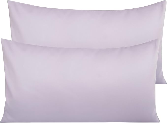 NTBAY Egyptian Cotton King Pillowcases - Set of 2, 500 Thread Count Cotton Pillowcases - Soft and Breathable Envelope Closure Pillow Cases - 20x36 Pillow Covers for Bed, Light Purple