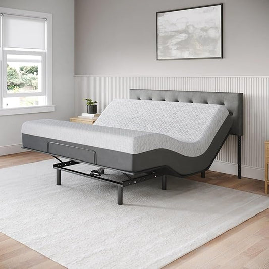 Celestial Sleep Aurora Adjustable Bed Base (Frame) + 12 inch Gel Memory Foam Mattress (Medium Soft), Easy Assembly, Head and Foot Lift, Zero Gravity, Memory Positions, CertiPUR-US Bed - King