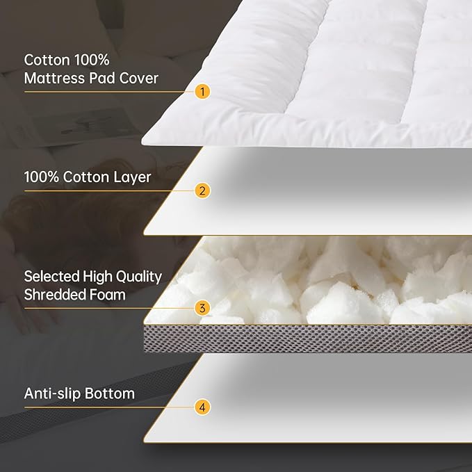SAPHREAS Memory Foam Mattress Topper Full Size with 8-20 inches Stretchable Pockets, 3 Inch Soft Pillow Top Mattress Pad for Back Pain Relief with Breathable Air Mesh Sides