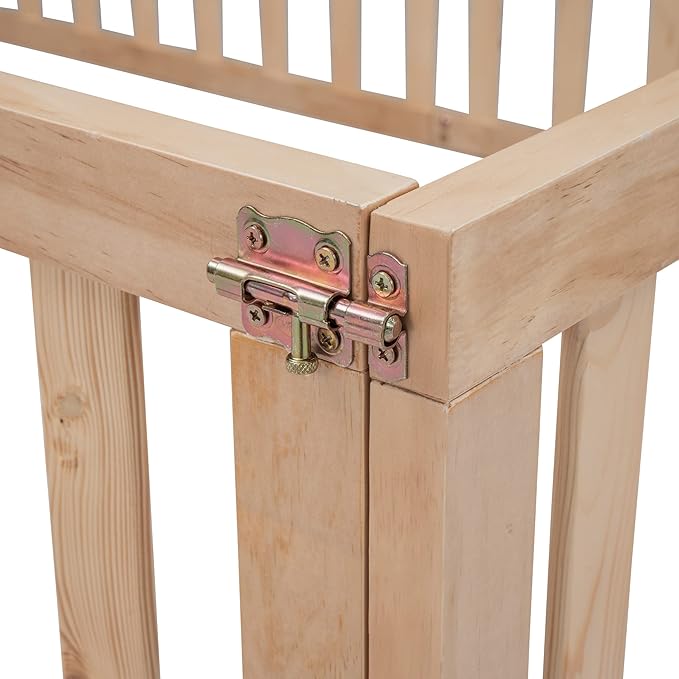 Bellemave Full Size Montessori Floor Bed with 21.7" High Rails, Pine,Plywood Floor Bed with Small Door, Natural
