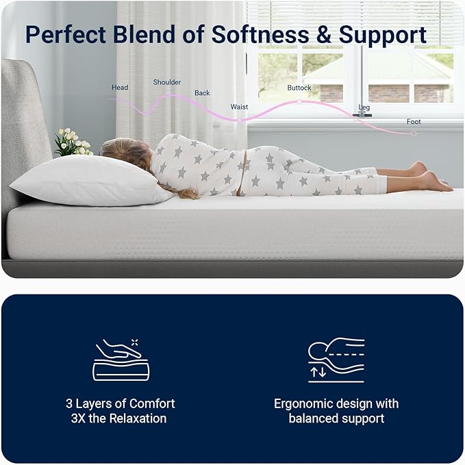 Avenco Twin Mattress, 8 Inch Twin Size Mattress with Gel Memory Foam Mattresses for Cooling Night Sleep & Pressure Relief, Colchones for Kids Fiberglass Free CertiPUR-US Certified