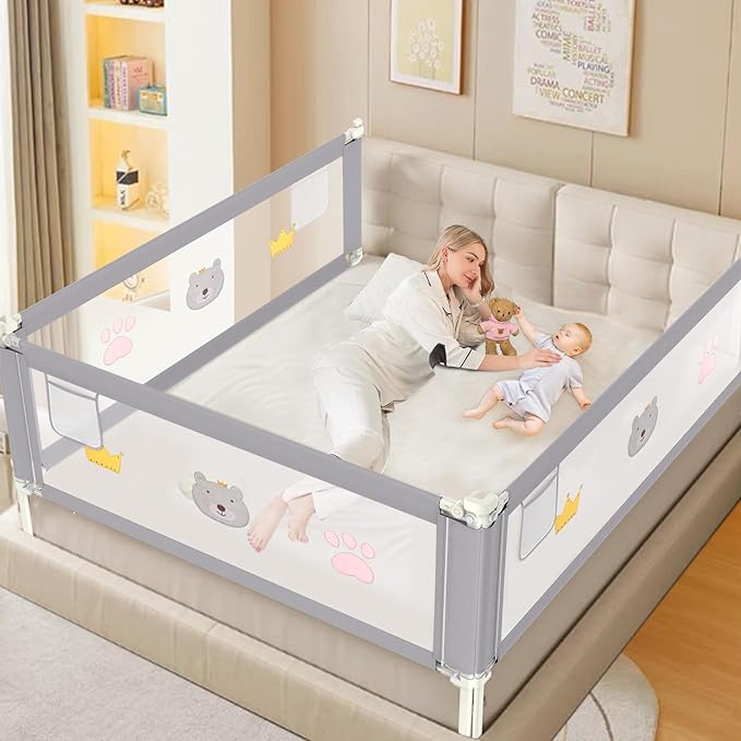 JWPEHOE Height Adjustable Bed Rail for Toddlers, Kids Safety Baby Bed Rail for Twin/Full/King/Queen Size Bed (1 Side, 82.7 Inch)