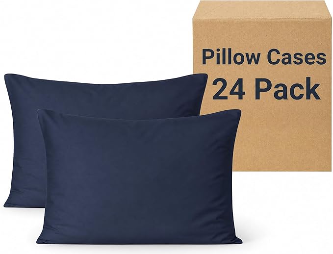 ZPECC Pillow Cases Bulk 24 Pack - Queen Pillowcases with Envelope Closure, Soft Brushed Microfiber Pillow Cover for Hotel Airb&bs Hospital Bedding Essential, Navy