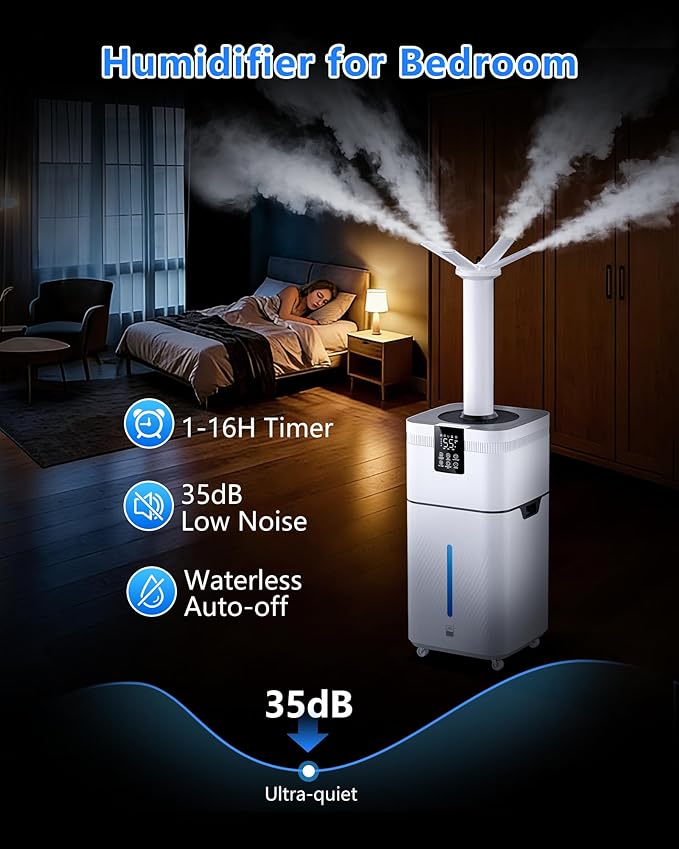 30L/7.93Gal Commercial Humidifier Large Room 4200 sq.ft, Whole House Humidifiers 3000ml/H Mist Output, Cool Mist Industrial Humidifiers for Home, Plants, Office, Warehouse, Greenhouse