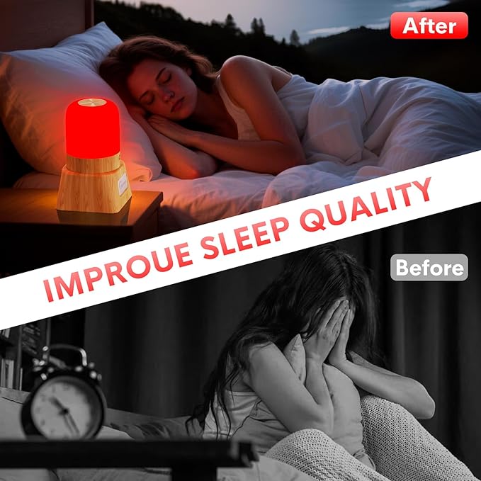 Red Light Night Light Lamp for Sleep,Red Nightlight Desk Lamp with 670nm Wavelength,Touch Remote Control Reds Light for Sleep Lamp Backed by Science,for Deep Relaxation Travel Meditation and Yoga