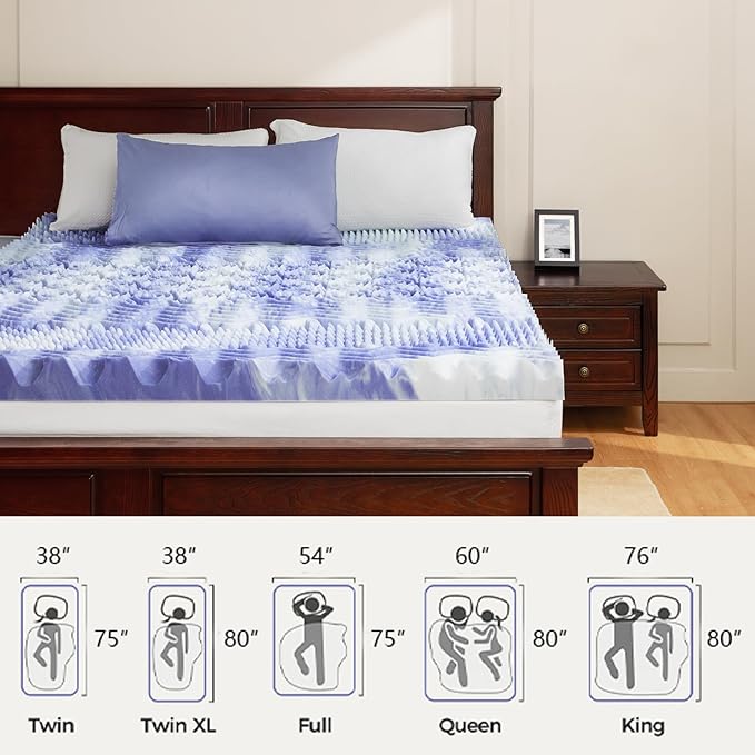 Dreamsmith 4 Inch Mattress Topper 7-Zone Memory Foam Mattress Topper Pressure Relief Soft Mattress Pad, Made with CertiPUR-US® Certified Foam, Queen Size Bed
