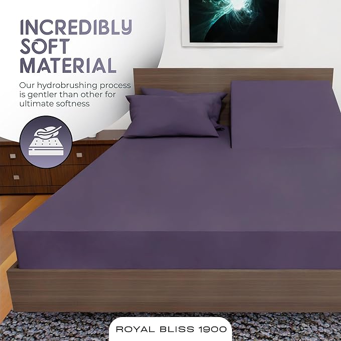 Top Split Flex Head King Size Sheet Set - Egyptian Quality Ultra-Soft Bed Sheets | Double Brushed | Deep Pockets- Easy Fit - 4 Piece Set- Fade Resistant (Plum)