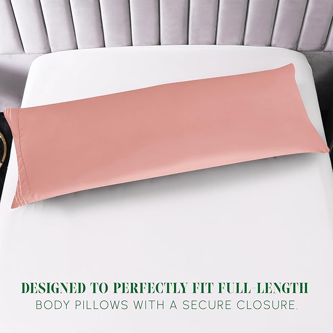 Elegant Comfort Luxury Ultra-Soft 1-Piece Body Pillowcase - 1500 Premium Hotel Quality Microfiber Double Brushed - Wrinkle Resistant, Body Pillowcase Size, Dusty Rose