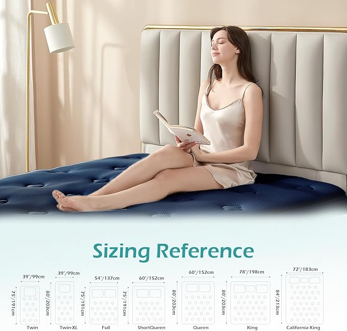 Hansleep Memory Foam Mattress Pad Topper Queen, Queen Foam Mattress Topper Viscose Derived from Bamboo, Queen Size Bed Mattress Pad Cover for Back Pain Relief, 60" x80", 60" x80", Navy Blue