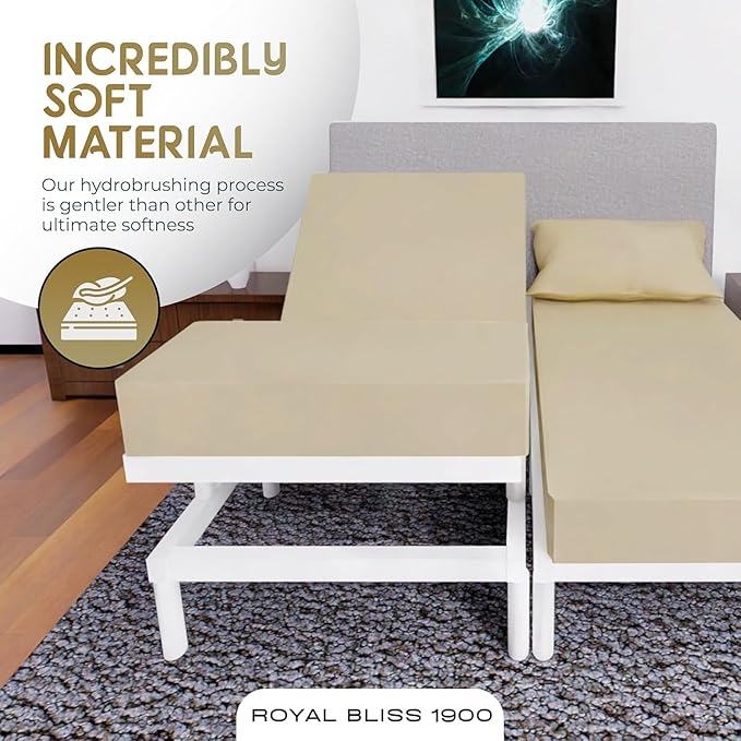 Split California King Sheets Sets -5 Pcs Set- Split California King Sheets Sets for Adjustable Bed - Cal King Split Sheets for Adjustable Bed - California King Split Sheet Sets (Tan)