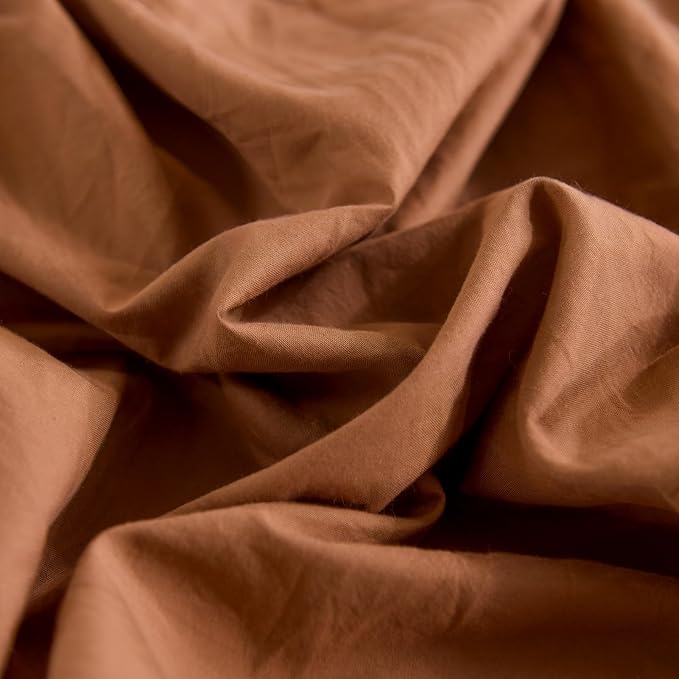NEXHOME PRO Duvet Cover Set 100% Washed Cotton Oversized Queen 98"x98", Organic Natural Linen Look Textured 3 Pieces Bedding Set Terracotta Burnt Orange with Zipper Closure, Soft (No Comforter)