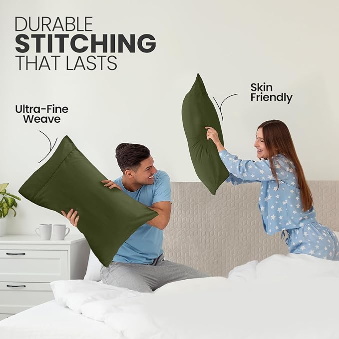 Utopia Bedding Queen Pillow Cases - 2 Pack - Envelope Closure - Soft Brushed Microfiber Fabric - Shrinkage and Fade Resistant Pillow Covers Queen Size 20 X 30 Inches (Queen, Olive)