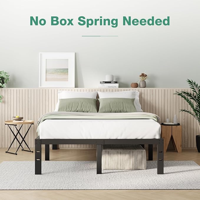 Novilla Bed Frame King Size, 12 Inch Simplicity Metal Platform King Size Bed Frame with Underbed Storage, No Box Spring Needed, Heavy Duty Steel Slat Support, for Bedroom, Guest Room, Noiseless