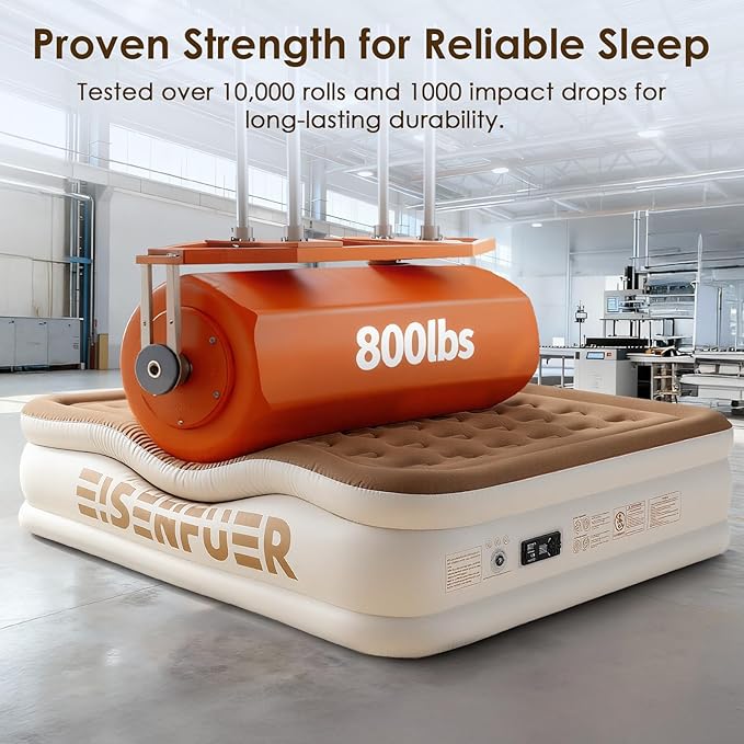 Air Mattress King with Built-in Pump – 18" Raised Inflatable Bed with High Speed Built-in Pump, Stable and Durable, colchón inflable, Carry Bag, Cozy Guest Air Bed for Sleepovers, Glamping, Moving