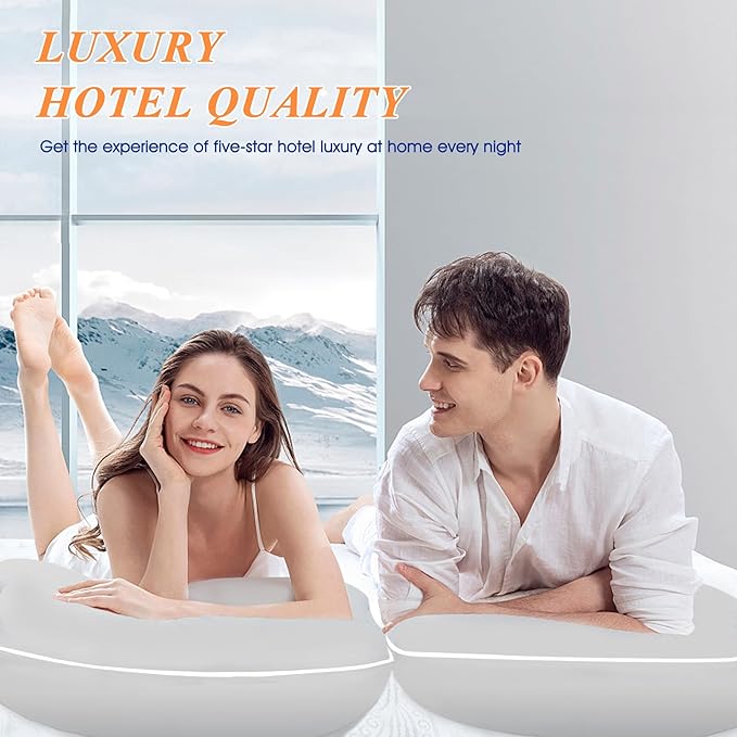 MZOIMZO Bed Pillows for Sleeping- Soft Density, Queen Size Set of 2, Cooling Hotel Quality with Premium Soft Down Alternative Fill for Back, Stomach or Side Sleepers, 45×70CM, Light Grey