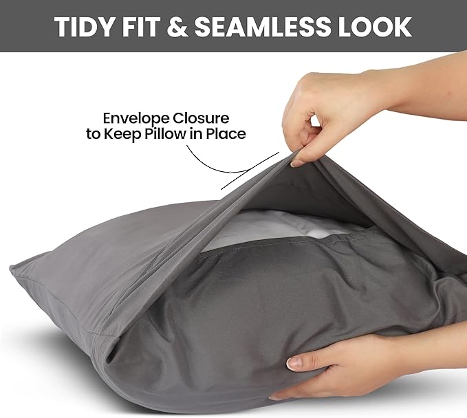 Utopia Bedding Standard Pillow Cases - 2 Pack - Envelope Closure - Soft Brushed Microfiber Fabric - Shrinkage and Fade Resistant Pillow Covers Standard Size 20 X 26 Inches (Standard, Grey)