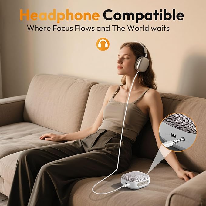 Portable Sound Machine for Travel, White Noise Sound Machine for Sleeping, 52-Hour Lasting Mini Noise Machine with 21 Quality Non-looping Sounds, Headphone Jack, Memory, Timer for Adults,Hotel (Khaki)