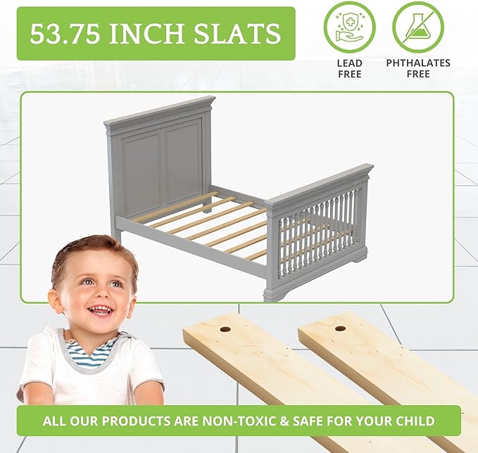 CC KITS Bed Slats for Twin, Full, Queen & King Sizes - Bed Slat Under Mattress Support - Bunkie Board - Box Spring & Mattress Platform Foundation Replacement - Set of 8 Slats (Full - 53.75")