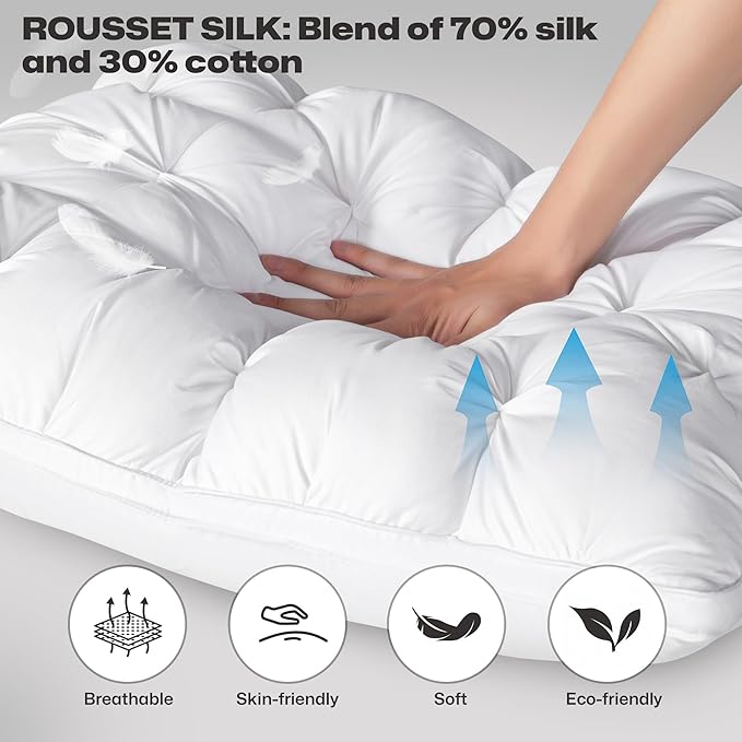 MIOTO Standard Size Luxury White Goose Down Pillow,800 Fill Power Fluffy and Soft Hotel Feather Pillow,Ideal Bed Pillows for Side Sleepers,Pack of 1 (Standard, White)