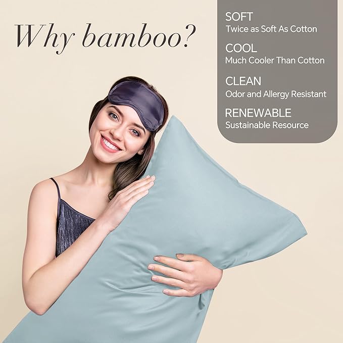 BEDELITE King Size Pillow Cases Set of 2, Rayon Derived from Bamboo, Cooling Pillow Cases for Hot Sleepers & Night Sweats, Breathable and Silky Soft Envelope Pillowcases(Haze Blue, 20"x36")