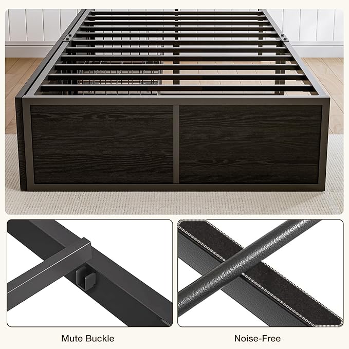 GAZHOME Twin XL Bed Frame with 2 XL Storage Drawers, Metal Platform Bed Frame with Footboard, 9 Strong Metal Slat Support/No Box Spring Needed/Easy Assembly/Space Saving,Black